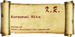 Korponai Rita névjegykártya
